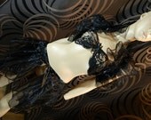 Set of Organza Stole and Bustle Skirt black Gothic burlesque Steampunk Larping Gogo dancing costume Tribal Fusion