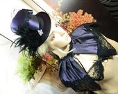 Set of Minihat & Mini Cape cold purple taffetta Gothic Burlesque Victorian Steampunk Larping Wedding