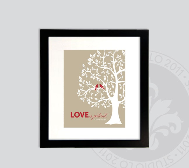 Modern LOVE is Patient // 8x10 // 1st Anniversary Paper Gift or Wedding Gift. 1 Corinthians. StudioLO2011