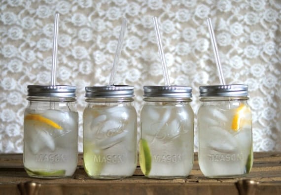 Four Mason Jar Tumblers - Eco Friendly Living - Gift for Him and Her
