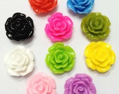 Chrysanthemum Flowers -20pcs Mixed Colors Resin Rose Flower Bobby Pin Charm 20mm