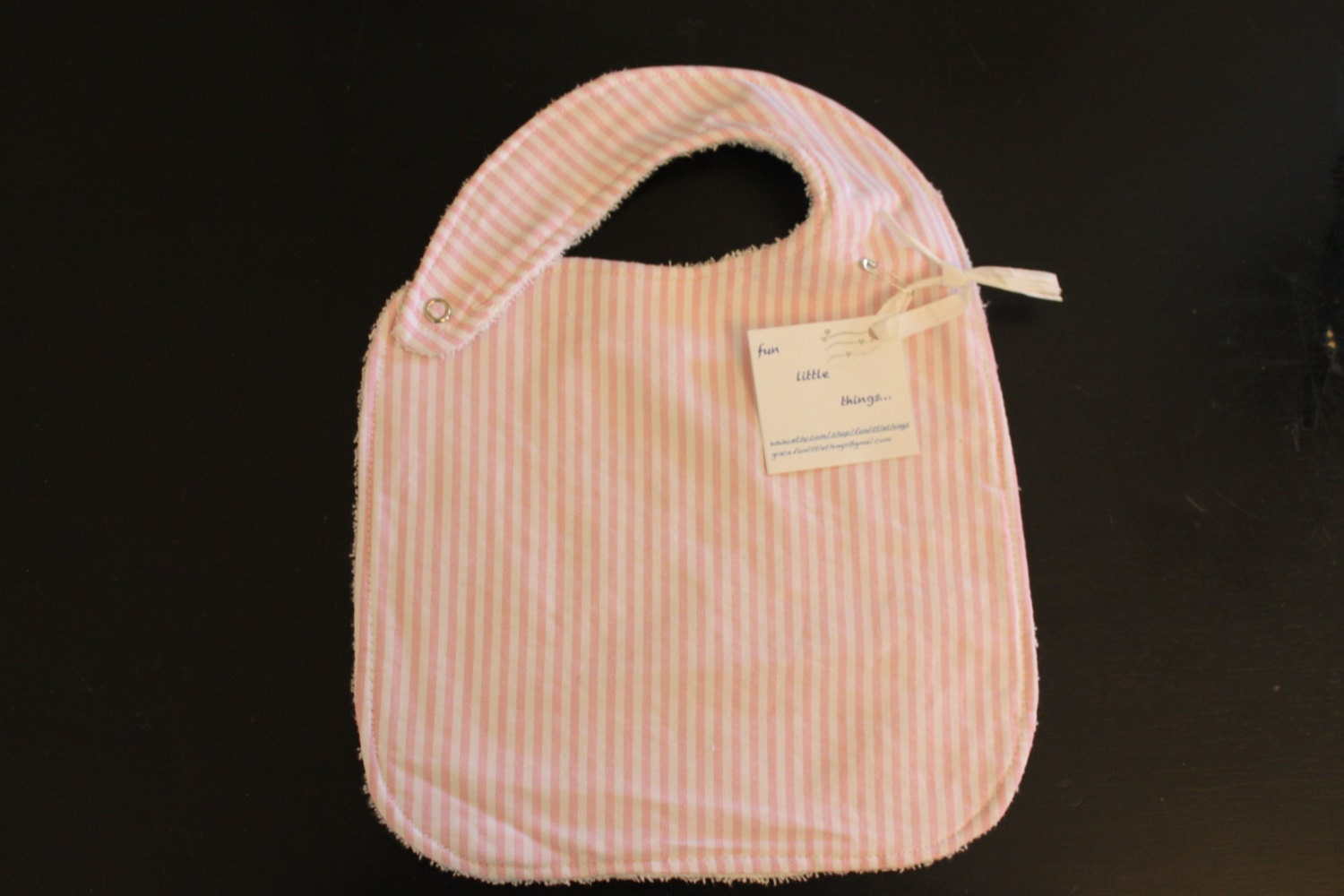 Pink and White Stripe Bib - Side Snap