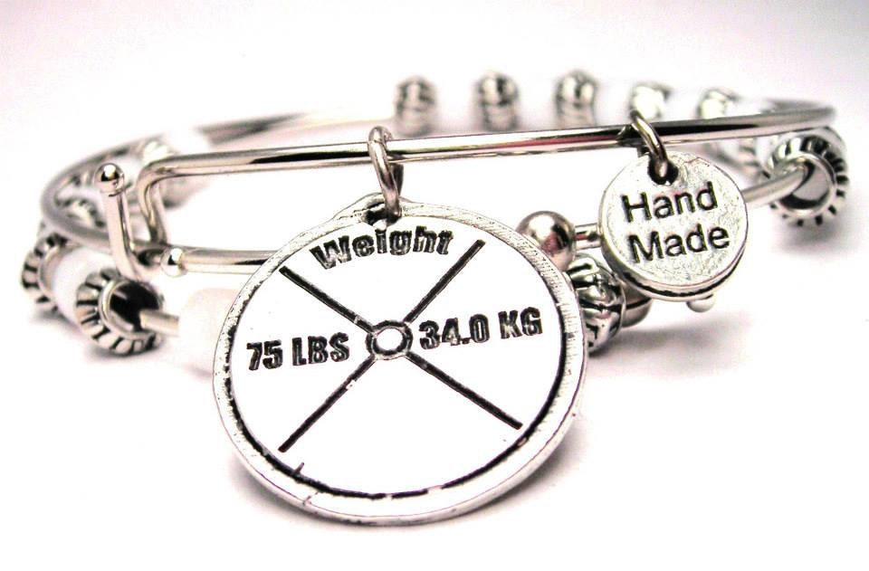 75 Lb Weight Set of two beaded bangles charm bracelet