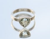 Green Amethyst ring - Trillion Green Amethyst Ring - Made to Order