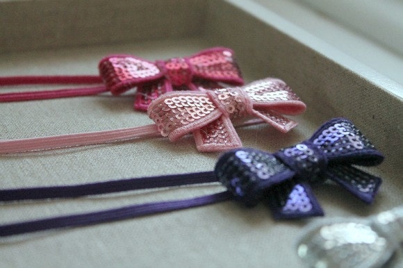 SET OF THREE Sequin Bow Headbands
