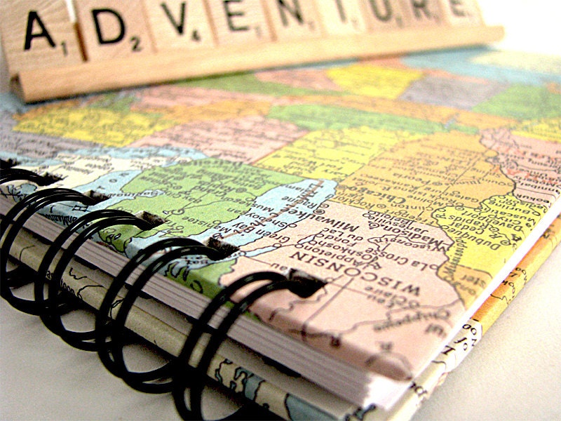 Travel Journal / Photo Album with Custom Map, 5"x7"