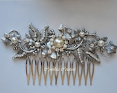 Vintage Hair Comb,Bridal Hair Comb,Fasinator,Rhinestone Hair Comb,Floral,Antique Silver Head Piece,Wedding Hair Comb