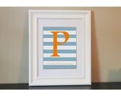 Striped Baby Nursery Name Meaning Art Boy- 8x10 Personalized Print- PRINTABLE
