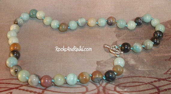 Balance My Energy & Protect Me From Electromagnetic Smog - Amazonite Reiki Energized Necklace - 3877