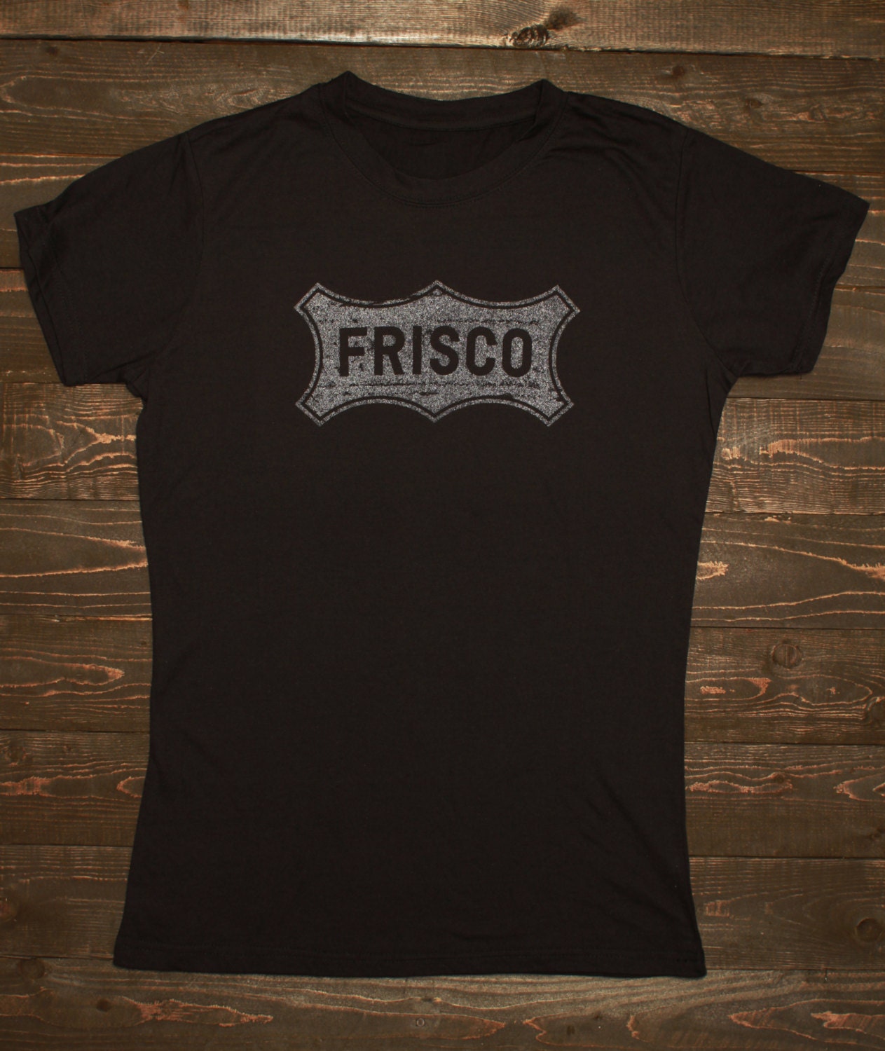 Frisco Texas Railroad Women's T-shirt - Black with Silver Ink