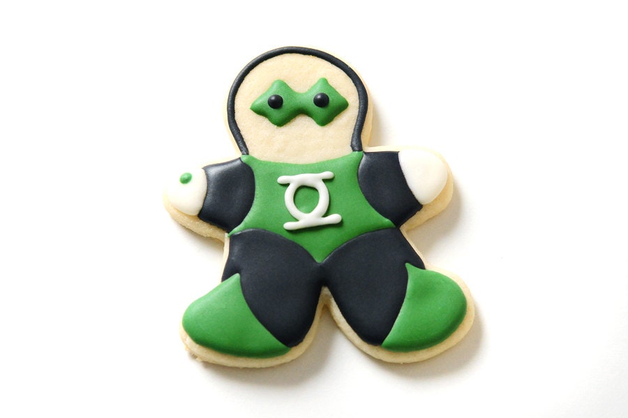 Green Lantern Superhero Sugar Cookies