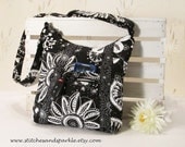 Black & White Quilted Hipster/Crossbody Zipper Purse for Mother's Day