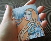 Original ACEO, Victorian Woman Painting, Victorian Girl, Red Head, Art Nouveau, Miniature Art