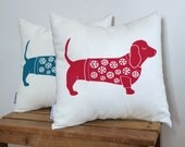 Betty Sausage Dog : Screen Printed Cushion on Linen Cotton