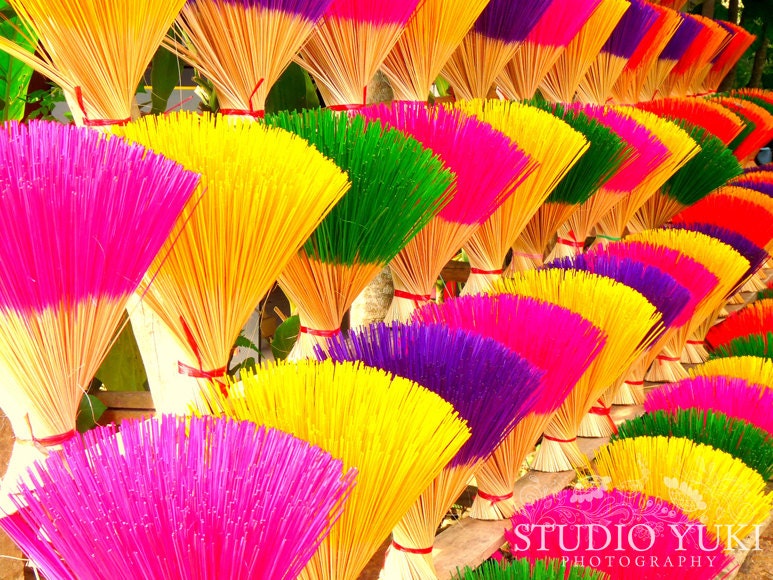 Colored Incense - Colorful Rainbow Colors Travel Photo Market Asia - Fine Art Photography 8x10