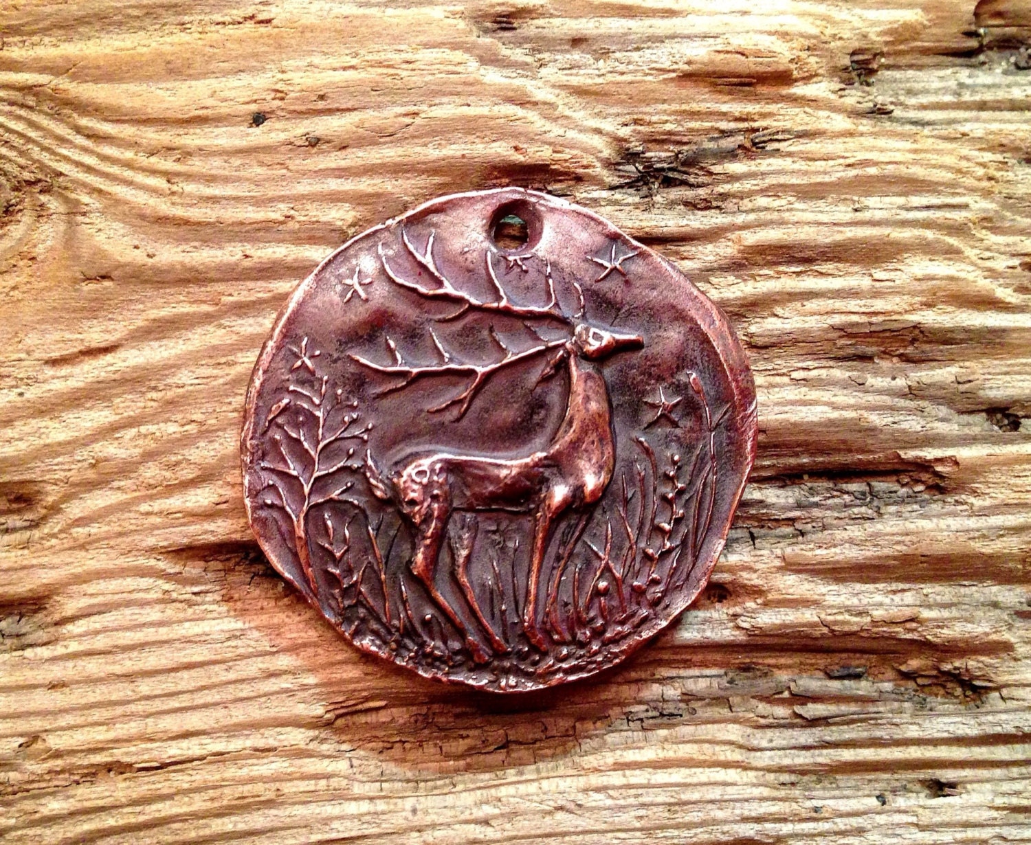 Shibuichi Woodland Deer  Pendant