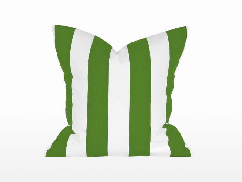 18" x 18" Decorative Throw Pillow / Accent Cushion Cover (Indoor) (Green and White Stripes)