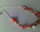 Bold Cherry Red and White Triple Necklace, Spring Classic Necklace in Red, White and Silver, Spring/Summer Jewelry