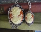 Mother Daughter Matching Cameo Necklaces carnelian ivory set of two Mother's Day
