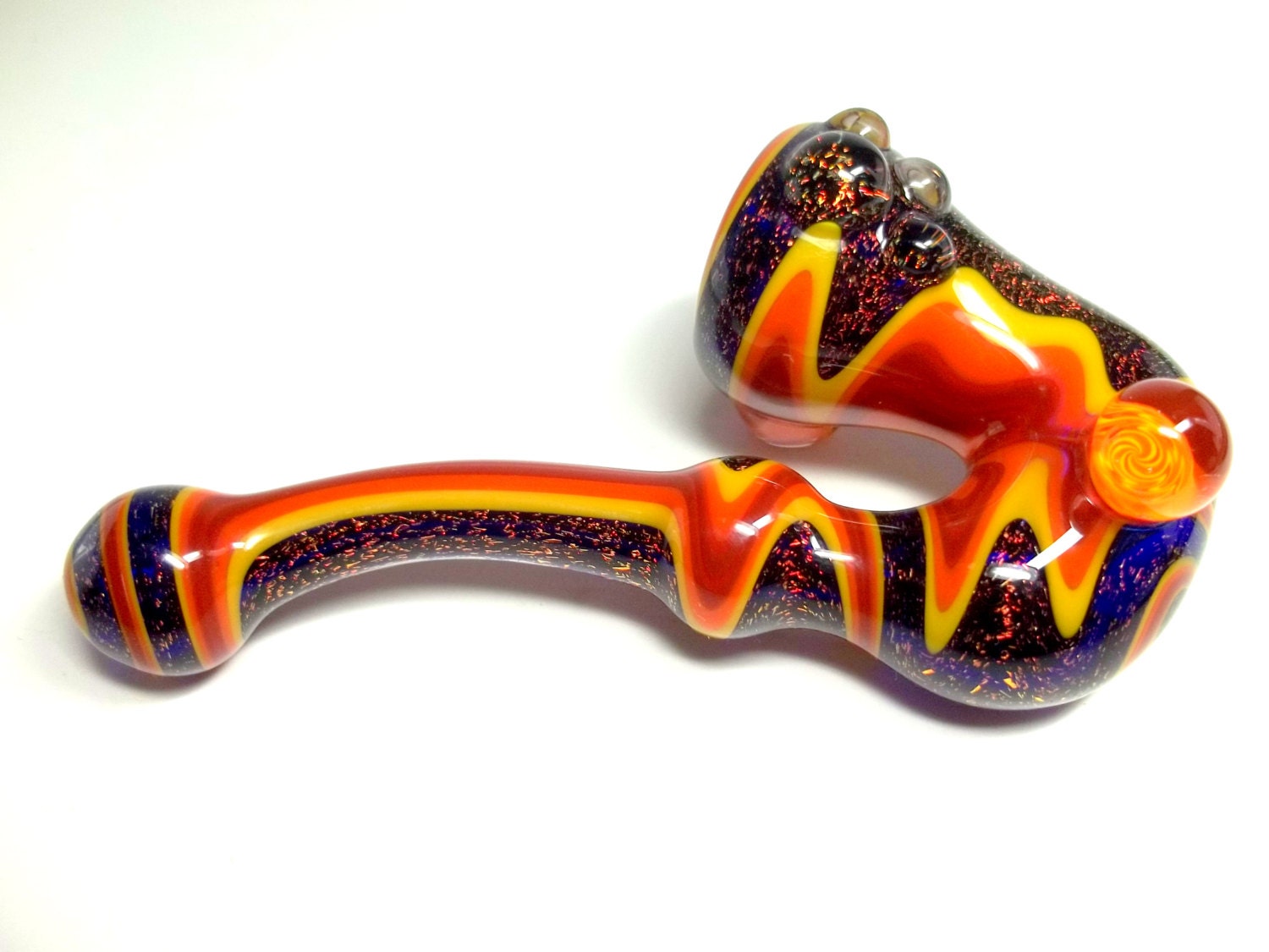 Glass Pipe, Heady Sherlock Pipe, Dichro Pipe Heady Full Color Sherlock, Paul Brehm, Hand Blown Cgge Team, Ready To Ship