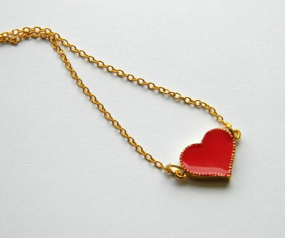 You have My Heart Red Heart Necklace Perfect for your Love Custom Length