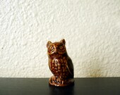 Dark Brown Miniature Porcelain Vintage Owl Figurine