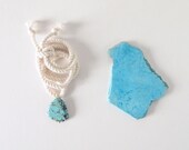 Turquoise Necklace : Raw Turquoise Slab on Rope