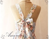 Floral Summer Dress Sweetest Spell Vintage Inspired Open Back Dress Blue Floral Charm Dress Party Prom Wedding  Dress -XS,S,M,L CUSTOM-