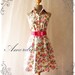 Rose Dress Pink Rose White Floral Tea Dress Shirtdress Vintage Inspired Party Wedding Cocktail Garden Dress Summer Perfection Dress -Size S