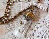 Le Petit Prince, Frozen Charlotte in a Glass Jar With Sceptre, Crown, Pearls, Lace, Vintage Brass Chains and Rosary Beads