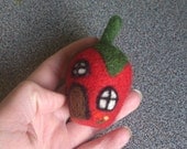 Strawberry house needle felted miniature house felt toy gift under 25