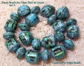 Paper Beads Sea Glass Blue And Green Set A