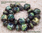 Paper Beads Shades Of Blue Green And Brown Set A-2