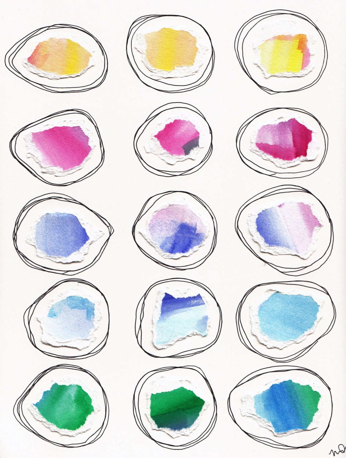 Serenity Watercolor Circles Archival Print
