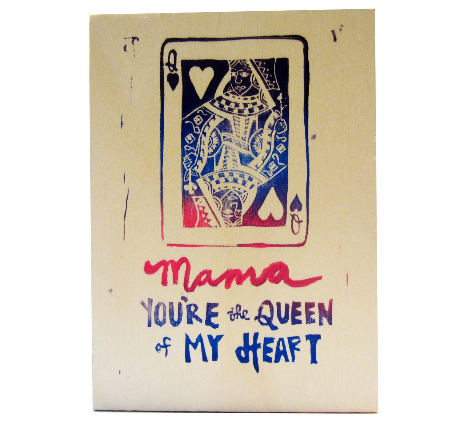 mama you're the queen of my heart // mother's day hand stamped wood panel art inspired by romantic songs 5x7