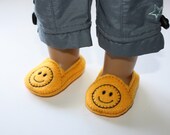 18" Doll Shoes Smiley Face on Goldenrod Felt  SlipOn Doll Shoes fit 18 Inch Dolls