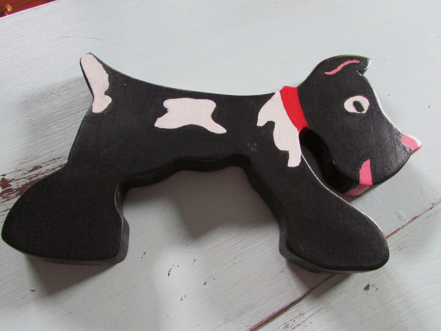 Wood Dog Toy Black and White
