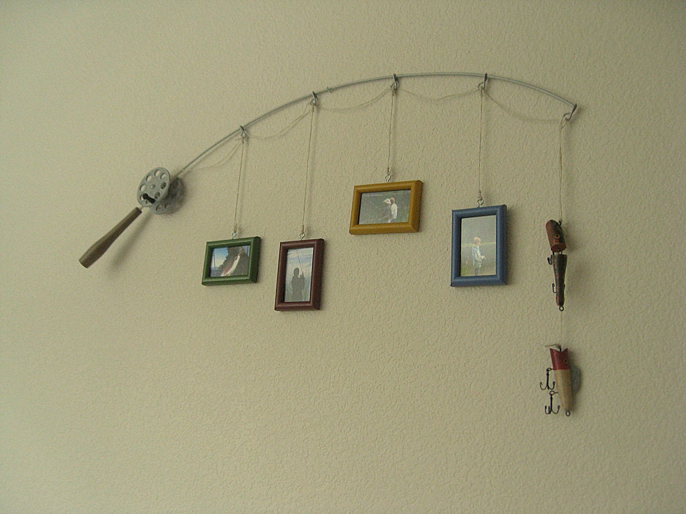 Fishing Pole Picture Frame - Metal Silver - 4 Frames