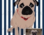 Custom Pet Portrait : Modern Print of YOUR Pet (Pattern shown here is Stripes)