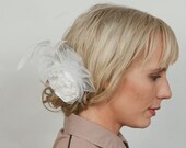 Wedding Headpiece, White Flower Fascinator, Floral Hair Piece, Bridal Hair Accessory, Wedding Flower Fascinator, Floral Headpiece