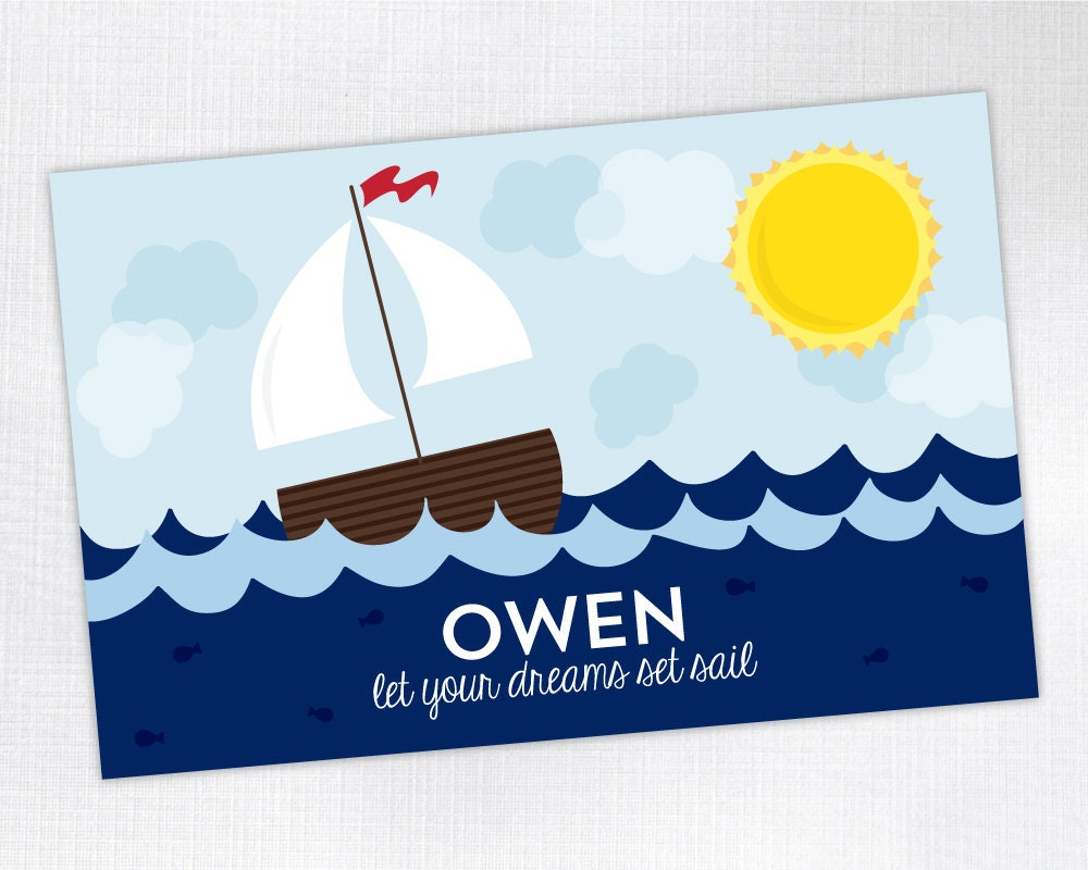 Personalized Placemat - Let Your Dreams Set Sail - laminated, double-sided - Custom Kids / Childrens Placemat Il_170x135