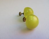 Vintage Bright Yellow Post Back Earrings