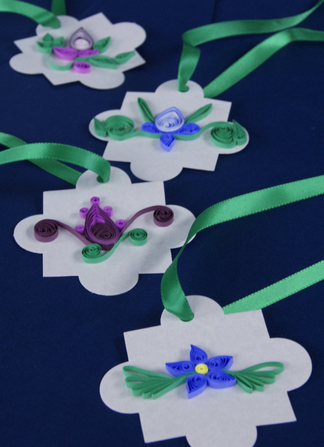 Gift Tags, Hand Quilled Flowers