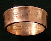 Bronze Coin Ring 1980 Ireland 2 Pingin - Size 8 1/4 and Double Sided