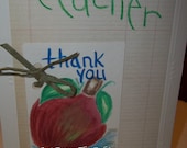Thank You Card - Teacher Thank You - Card for Teacher - Apple Thank You - A is for APPLE Bookmark included