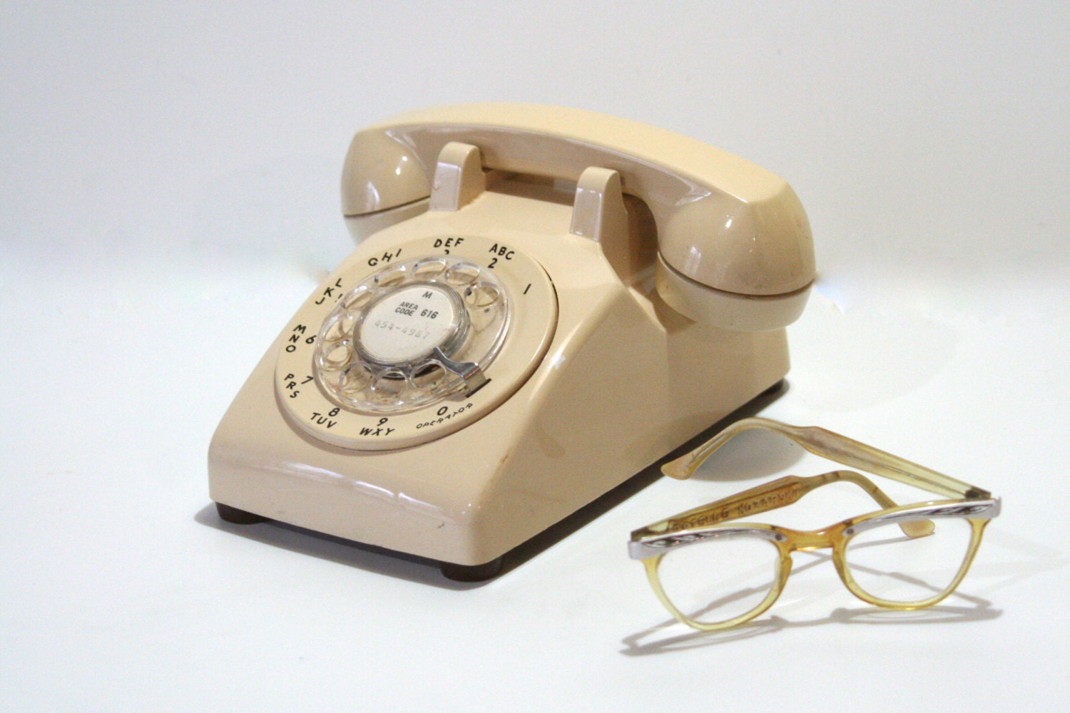 Vintage Rotary Dial Off White Cream Telephone Made by Western Electric Phones