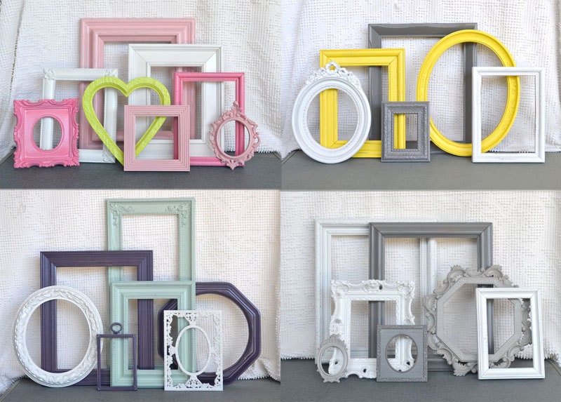 Custom Frames..Chunky VINTAGE ORNATE Open Frames set of 6... chosen & pictured... You Pick Your Own COLORS Upcycled Frames Modern