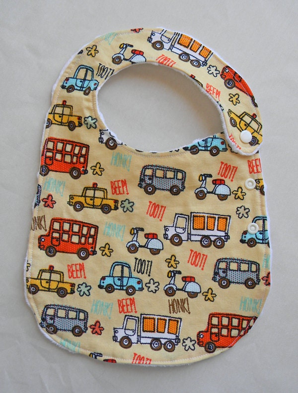 Beep Beep Toot Toot Adjustable Side Snap Bib