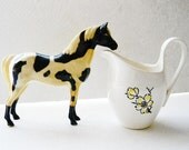 USA Pitcher Creamer Ceramic Vase - Yellow Flower - Shabby Cottage Farmhouse - 1960's - Graceful