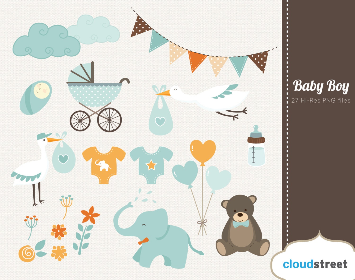 buy 2 get 1 free baby boy clipart for personal and commercial use ( baby shower & birth announcement clip art ) INSTANT DOWNLOAD